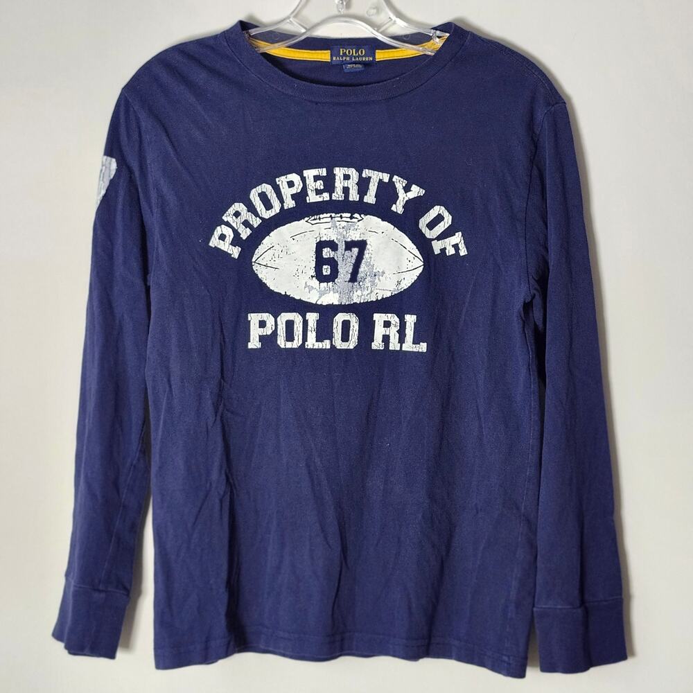 Polo Ralph Lauren Property RL 67 Long Sleeve Blue Rugby Top Boys M 10/12 K0021